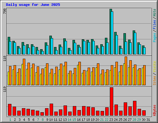 Daily usage for June 2025